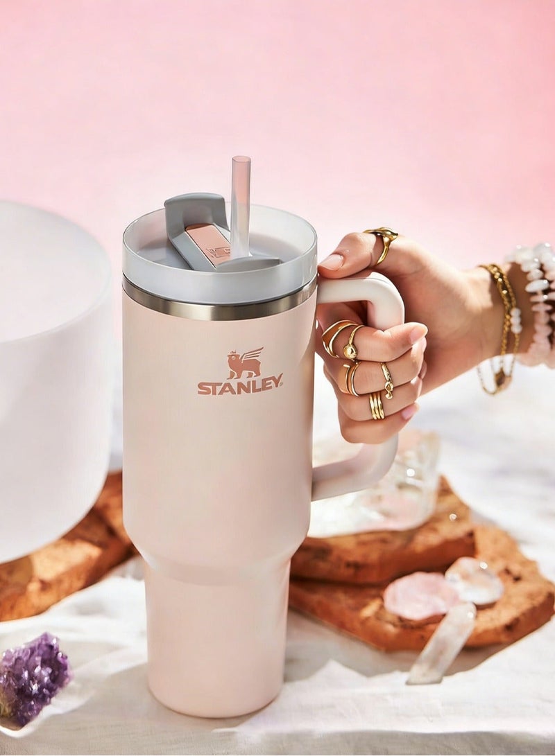 Stanley 40oz Quencher H20 Flowstate Stainless Steel Vacuum Insulated Tumbler with Lid and Straw for Water, Iced Tea or Coffee, Smoothie and More, Cream (Rose Quartz) - Image 2